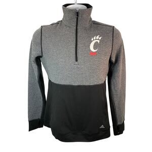 Adidas University of Cincinnati Quarter-Zip Pullover Gray/Black Logo Size Small